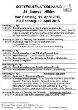 GOTTESDIENSTORDNUNG St. Konrad Hilden Von Samstag, 11