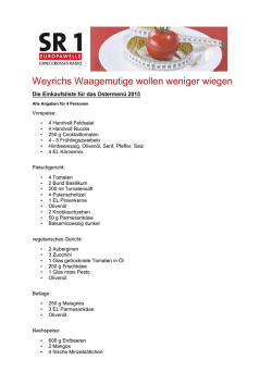 Die Einkaufsliste für das Ostermenü
