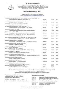 Sprachensingstunden Juni 2015