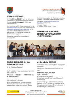 EINSCHREIBUNG für das Schuljahr 2015/16
