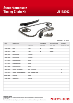 Steuerkettensatz Timing Chain Kit J1198002 - autodily
