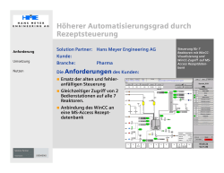 H&ouml;herer Automatisierungsgrad durch Rezeptsteuerung