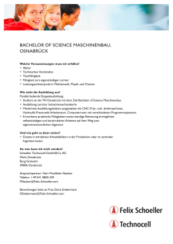Bachelor of Science MaSchinenBau, oSnaBrück - ausbildung