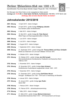 Jahreskalender 2015/2016 - Berliner Philatelisten