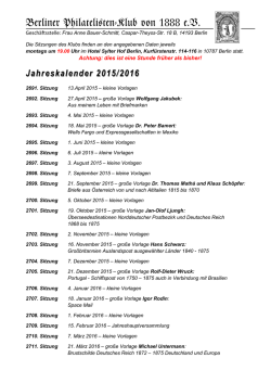 Jahreskalender 2015/2016 - Berliner Philatelisten
