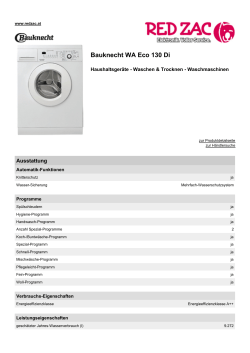 Produktdatenblatt Bauknecht WA Eco 130 Di