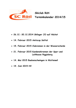 Skiclub Rüti Terminkalender 2014/15