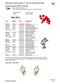 Veranstaltungsplan Mai 2015 - AWO Bezirksverband Potsdam eV