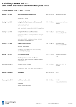 der Kliniken und Institute des UniversitätsSpitals Zürich