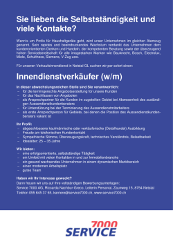 Innendienstverk&auml;ufer - Suedostschweiz Jobs