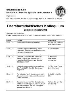 Literaturdidaktisches Kolloquium - Institut für deutsche Sprache und