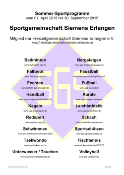 Sommer Programm 2015 - SGS Erlangen Badminton