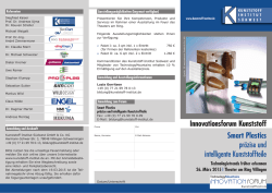 Innovationsforum Kunststoff Smart Plastics pr&auml;zise und intelligente