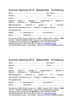 Summer-Opening 2015 - Balatonlelle Anmeldung