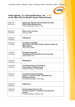 Finale Agenda “13. z-Pricing-Workshop” der ceCMG am 26. März