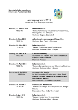 Jahresprogramm 2015 - Imkerverein Ludwigsstadt