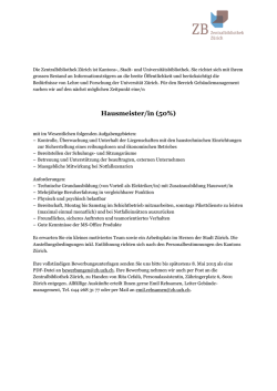 Hausmeister/in (50%) - Zentralbibliothek Z&uuml;rich