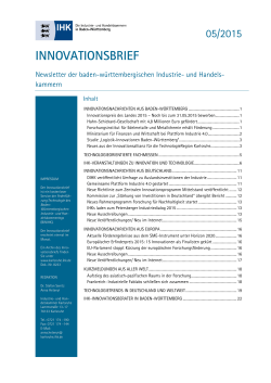 Innovationsbrief 05/2015 - IHK Südlicher Oberrhein