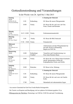 Gottesdienstordnung 26.04.2015 - Katholische Gemeinde