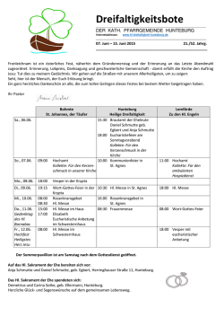 Dreifaltigkeitsbote - Kirchengemeinde Hl. Dreifaltigkeit Hunteburg
