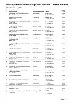 Liste der Weiterbildungsstätten im Gebiet Klinische Pharmazie PDF