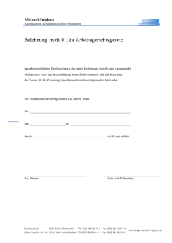 Belehrung nach §12 ArbGG