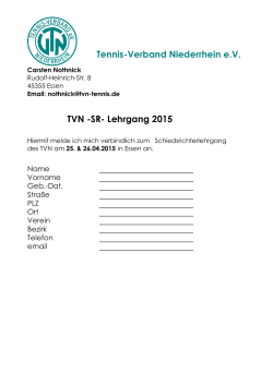 Anmeldeformular TVN 2015 - Tennis