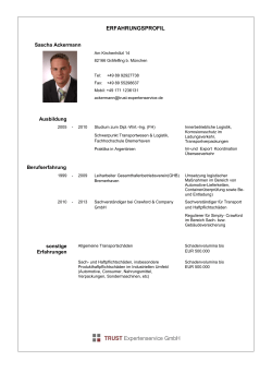Erfahrungsprofil - Sascha Ackermann