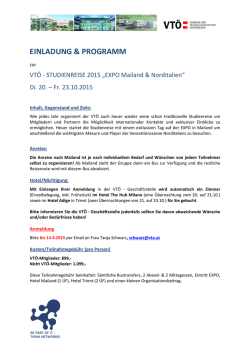 EINLADUNG PROGRAMM VTO¨ Studienreise 2015