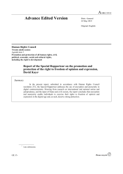 Report of the Special Rapporteur on the promotion and