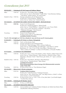 Gottesdienste Juni 2015