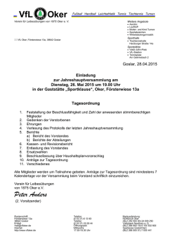 Jahreshauptversammlung 2015