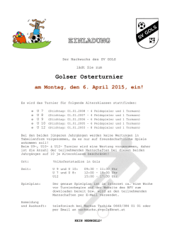 Golser Osterturnier am Montag, den 6. April 2015, ein!