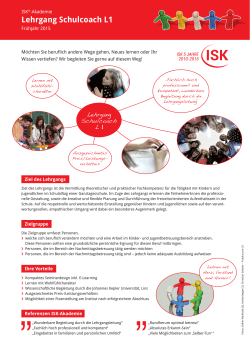 Infoblatt Lehrgang Schulcoach L1 – Frühjahr 2015