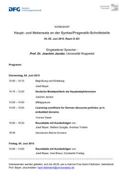 Haupt- und Nebensatz an der Syntax/Pragmatik
