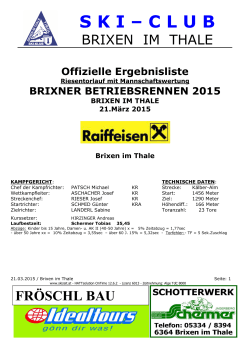 Ergebnisliste - Skiclub Brixen im Thale