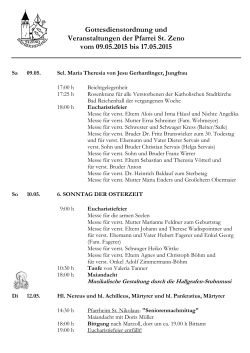 Gottesdienstordnung und Veranstaltungen der Pfarrei St. Zeno vom