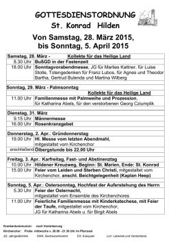 GOTTESDIENSTORDNUNG St. Konrad Hilden Von Samstag, 28