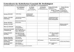 Gottesdienste der Katholischen Gemeinde Hl. Dreifaltigkeit
