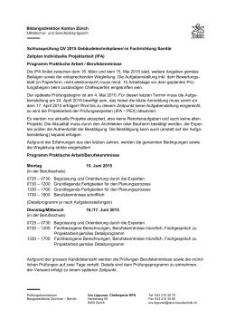 Zeitplan IPA - Prüfungskommission PK33