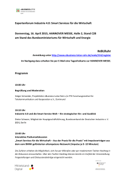 Programm Expertenforum und GT, Hannover Messe, 16.04.2015