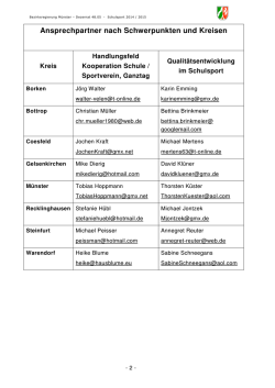 28.01.2015 Zuständigkeit nach Schwerpunkten und Kreisen 2