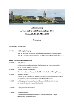Jahrestagung Arch&auml;ometrie und Denkmalpflege 2015