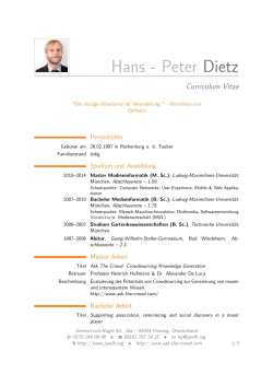 Hans - Peter Dietz – Curriculum Vitae