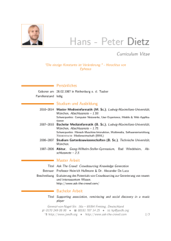 Hans - Peter Dietz &ndash; Curriculum Vitae