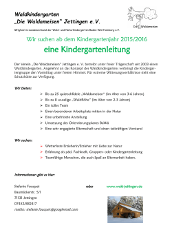 eine Kindergartenleitung - Waldkindergarten Jettingen