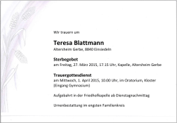 Teresa Blattmann - Kath. Pfarrei Einsiedeln