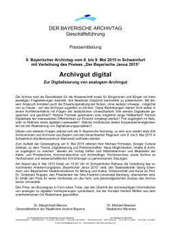 Archivgut digital - Die staatlichen Archive in Bayern