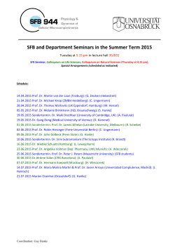 SFB and Department Seminars in the Summer Term 2015