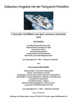 Partyyacht Portofino Angebot 2015
